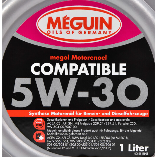 Моторное масло Meguin Compatible 5W-30 1 л на Fiat Multipla