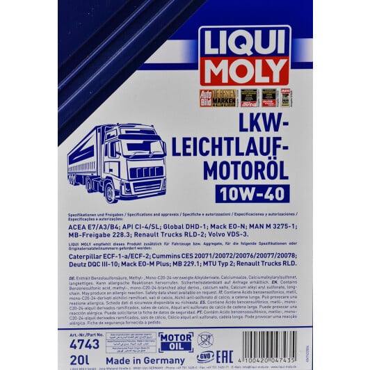 Моторное масло Liqui Moly LKW-Leichtlauf 10W-40 20 л на Hyundai Stellar