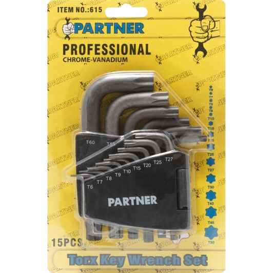 Набір ключів TORX Partner PA-615 T10-T50 15 шт