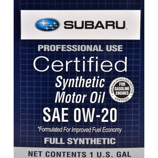 Моторное масло Subaru Synthetic Motor Oil 0W-20 3,78 л на Jeep Grand Cherokee