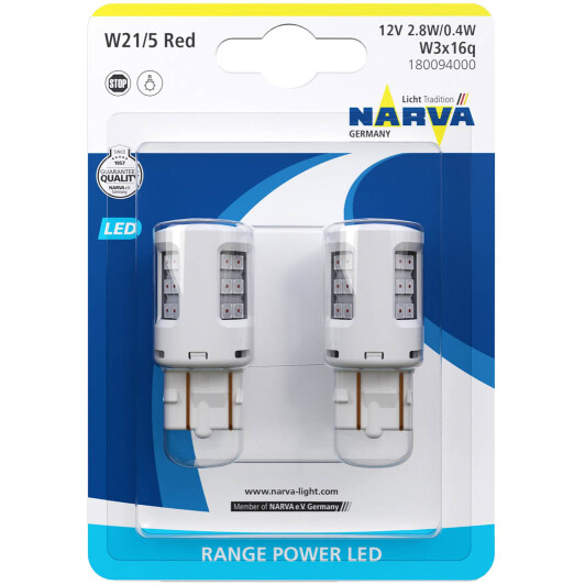 Автолампа Narva Range Power LED W21/5W BAU15s 2,7 W белая 180094000