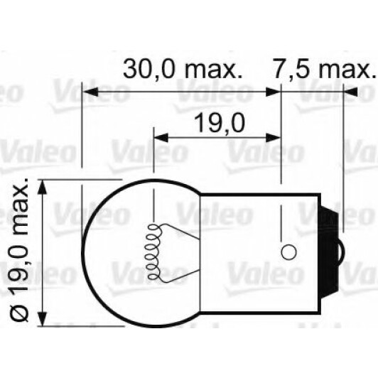 Автолампа Valeo R10W BA15s 10 W прозора 32221