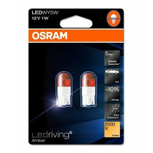 Автолампа Osram LEDriving Premium W5W W2,1x9,5d 1 W оранжевая 2855YE-02B