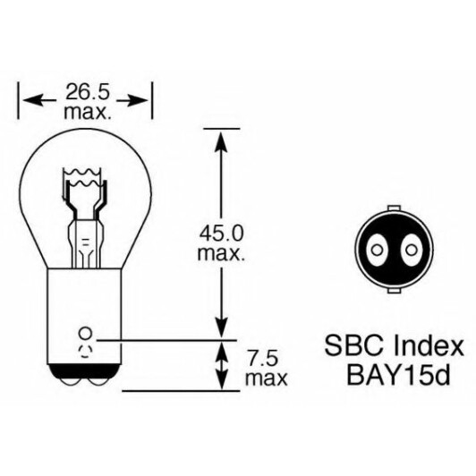 Автолампа Lucas BAY15s 21,5 W прозрачная LLB380PX2