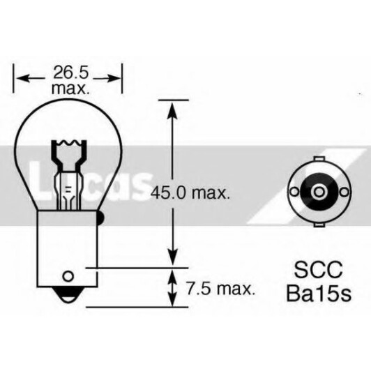 Автолампа Lucas BA15s 21 W прозора llb382t