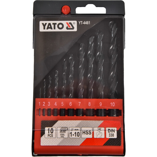 Набор сверл Yato спиральных по металлу YT-4461 1-10 мм 10 шт.