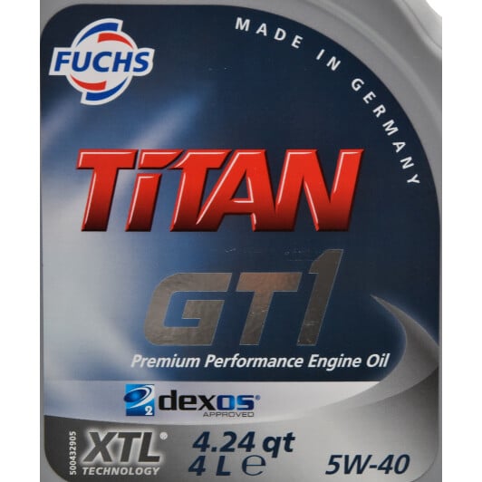 Моторное масло Fuchs Titan Gt1 5W-40 для Citroen C5 4 л на Citroen C5