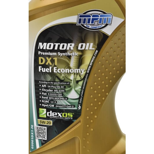 Моторное масло MPM Premium Synthetic DX1 Fuel Economy 5W-20 1 л на Ford Mustang