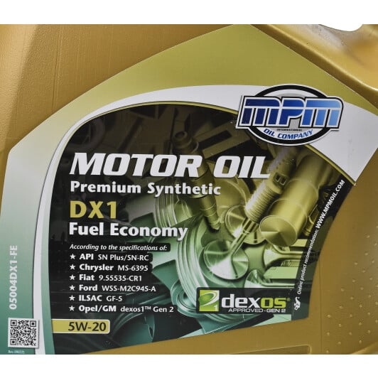 Моторна олива MPM Premium Synthetic DX1 Fuel Economy 5W-20 4 л на Opel Ampera