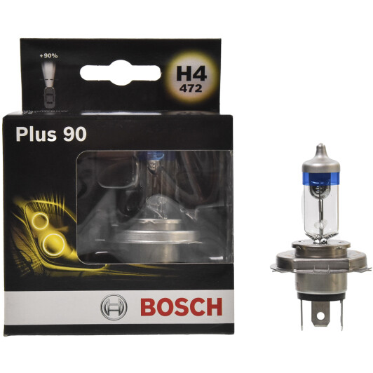 Автолампа Bosch Plus 90 H4 P43t 55 W 60 W прозрачная 1987301074