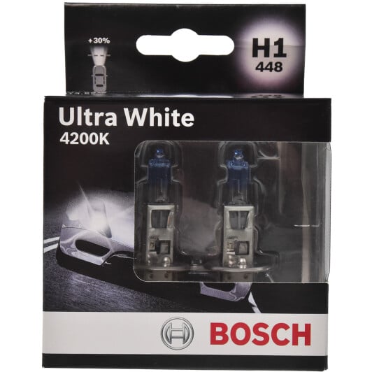 Автолампа Bosch Ultra White H1 P14,5s 55 W прозрачно-голубая 1987301180