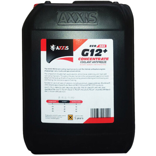 Axxis Concentrate ECO G12+ червоний 20 л концентрат антифризу 20 л