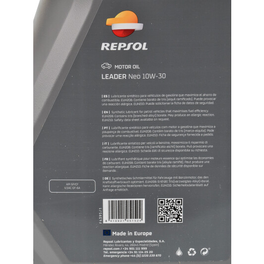 Моторное масло Repsol Leader NEO 10W-30 4 л на Volvo 780