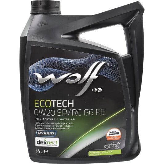 Моторное масло Wolf Ecotech SP/RC G6 FE 0W-20 4 л на Toyota Sprinter