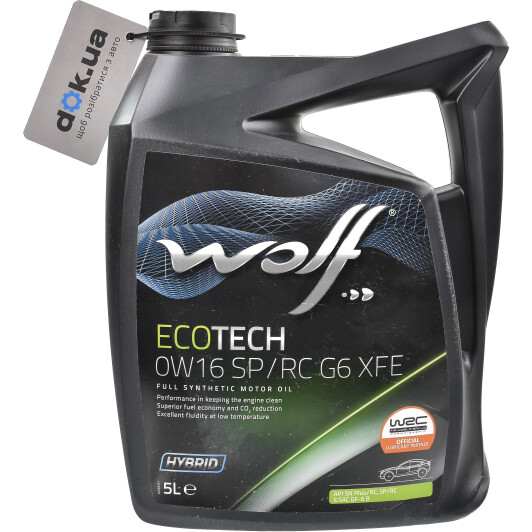 Моторна олива Wolf Ecotech SP/RC G6 XFE 0W-16 5 л на Peugeot 107