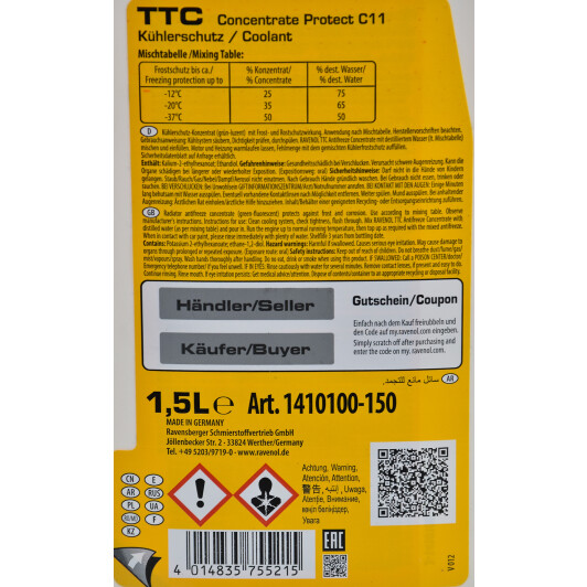 g11 Kühlerfrostschutz Ravenol TTC Protect C11 Concentrate/Konzentrat