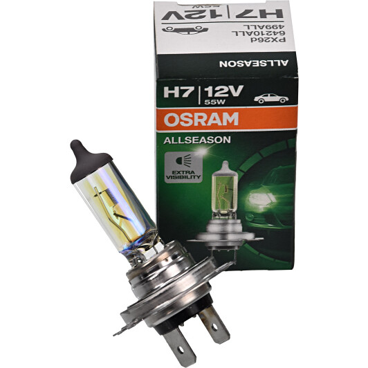 Автолампа Osram AllSeason H7 PX26d 55 W жовта 64210all