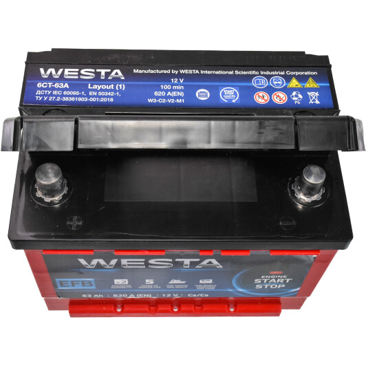 Акумулятор Westa 6 CT-63-L EFB Start Stop WEFB631