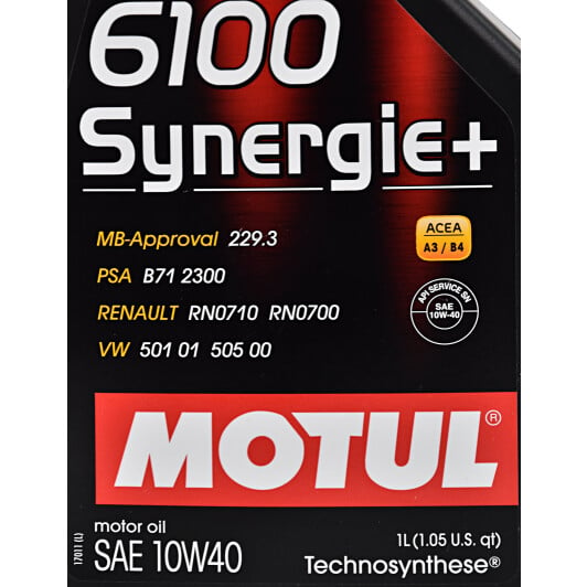 Моторное масло Motul 6100 Synergie+ 10W-40 для Alfa Romeo 33 1 л на Alfa Romeo 33