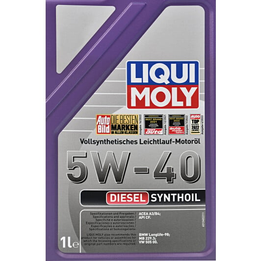 Моторна олива Liqui Moly Diesel Synthoil 5W-40 1 л на Peugeot 807