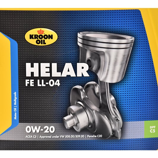 Моторна олива Kroon Oil Helar FE LL-04 0W-20 5 л на Fiat Idea