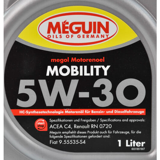 Моторное масло Meguin Mobility 5W-30 1 л на Toyota Aygo