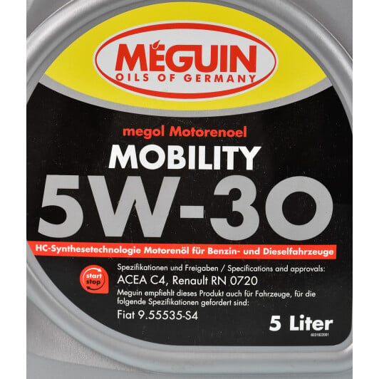 Моторна олива Meguin Mobility 5W-30 5 л на Daewoo Lacetti