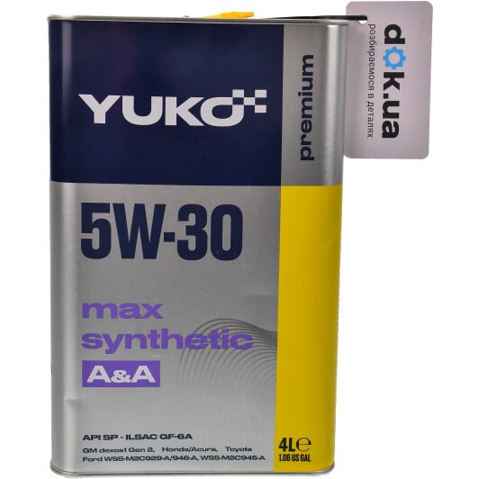 Моторное масло Yuko Max Synthetic 5W-30 4 л на Mazda 6