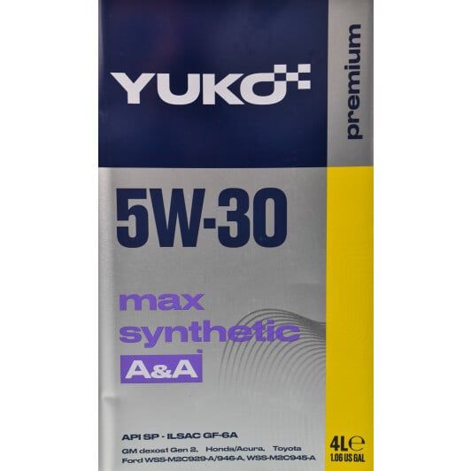 Моторное масло Yuko Max Synthetic 5W-30 4 л на Toyota Avensis