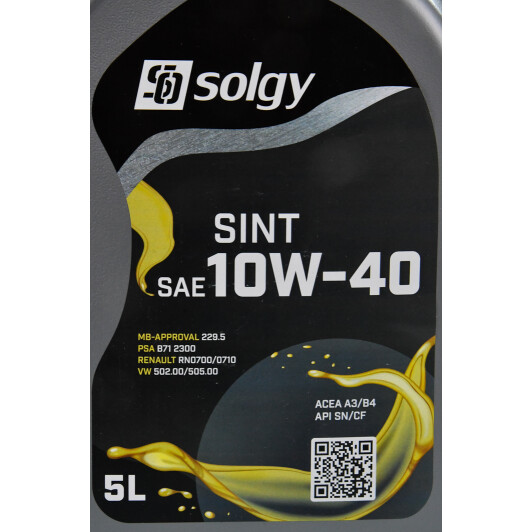 Масло Solgy Sint 10W-40 5 л на Isuzu Rodeo