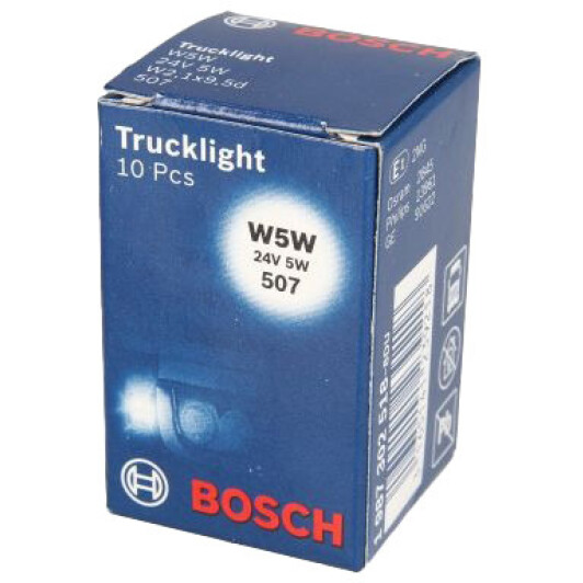 Автолампа Bosch W5W W2,1x9,5d 5 W прозрачная 198730251810