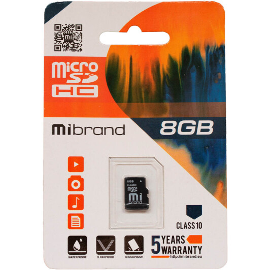 Карта памяти Mibrand microSDHC 8 ГБ