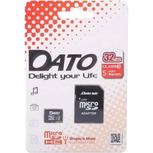 Карта памяти Dato microSDHC 32 ГБ с SD-адаптером