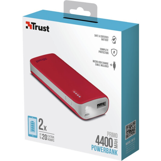 Повербанк Trust Primo 4400 mAh 5 Вт красный