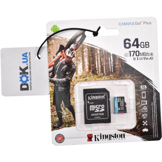 Карта памяти Kingston Canvas Go! Plus microSDXC 64 ГБ с SD-адаптером