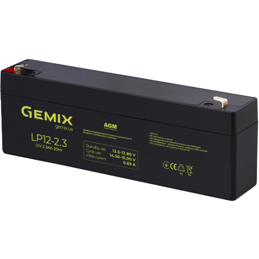 Акумулятор для ДБЖ Gemix LP12-2.3 12 V 2.3 Аг