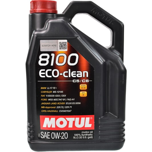 Моторна олива Motul 8100 Eco-Clean 0W-20 5 л на Toyota Carina
