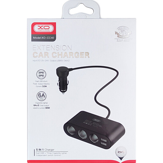 Разветвитель прикуривателя с USB XO Car Charger CC40