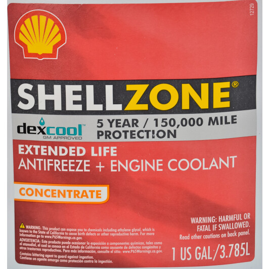 Shell Shell Zone Dex-Cool Extended Life G12 красный концентрат антифриза