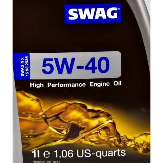 Моторное масло SWAG 5W-40 1 л на Volkswagen Eos