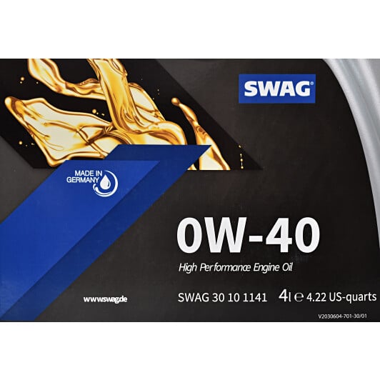 Моторна олива SWAG 0W-40 4 л на Peugeot 107