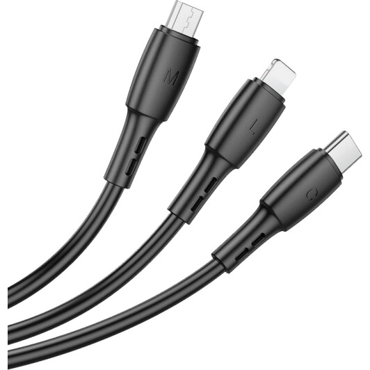 Кабель 3 в 1 Borofone USB - Apple Lightning - type-C - Micro USB BX71B 1 м