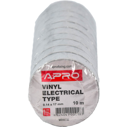 Изолента Apro et10white белый ПВХ 17 мм x 10 м