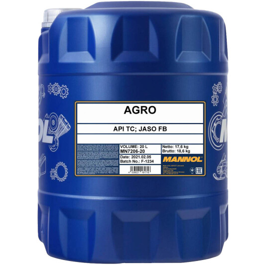 Mannol Agro, 20 л (MN7206-20) моторное масло 2T 20 л