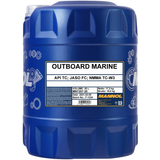 Mannol Outboard Marine, 20 л (MN7207-20) моторное масло 2T 20 л