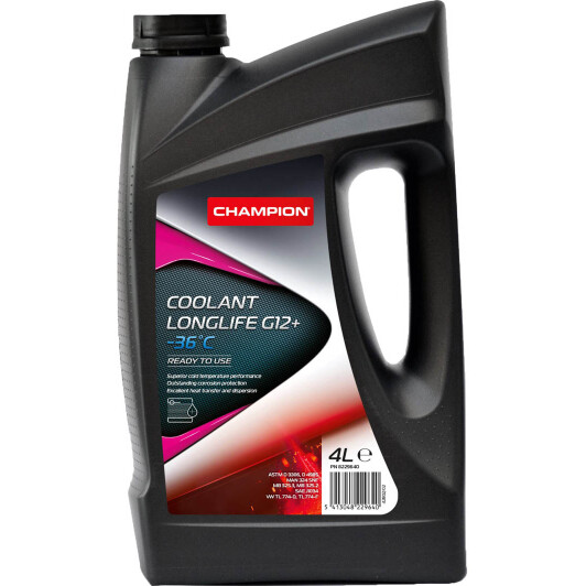 Готовий антифриз Champion Coolant Longlife G12+ рожевий -36 °C 4 л