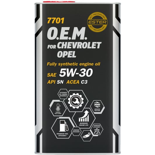 Моторна олива Mannol O.E.M. For Chevrolet Opel (Metal) 5W-30 4 л на Peugeot 505