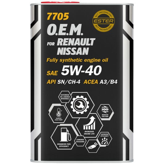 Моторна олива Mannol O.E.M. For Renault Nissan (Metal) 5W-40 1 л на Nissan Stagea