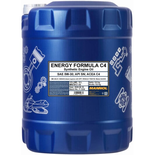 Моторное масло Mannol Energy Formula C4 5W-30 10 л на Moskvich 2141