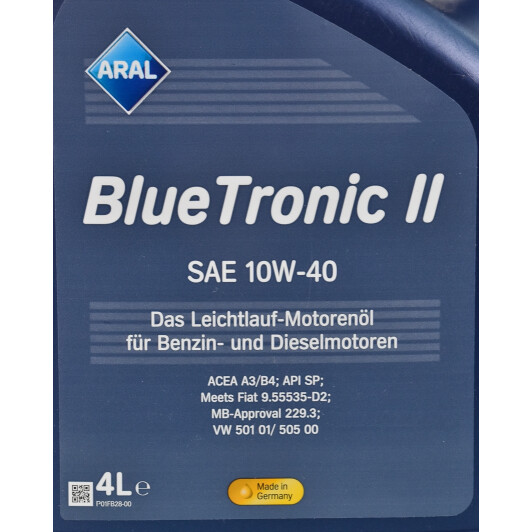 Масло Aral BlueTronic II 10W-40 4 л на Porsche Cayenne